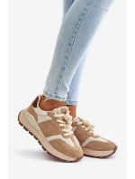 Ocieplane Sneakersy Damskie Skórzane Big Star OO274A317 HI-POLY SYSTEM Beżowe Ocieplane Sneakersy Damskie Skórzane Big Star OO274A317 HI-POLY SYSTEM Beżowe