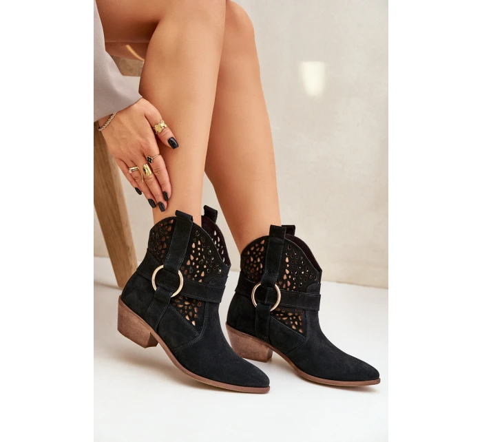 Semišové Kotníkové Boty S Na Podpatku Černé model 21682512 - Zazoo Semišové Kotníkové Boty S Na Podpatku Černé model 21682512 - Zazoo