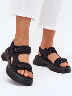 Sandały Damskie Ze Złotymi Detalami Czarne Luvira