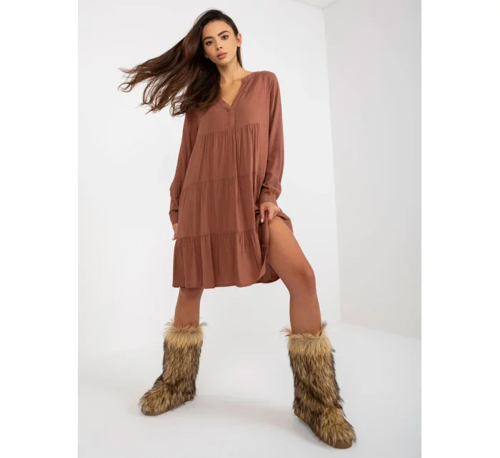 Šaty D73761M30361A hnedé