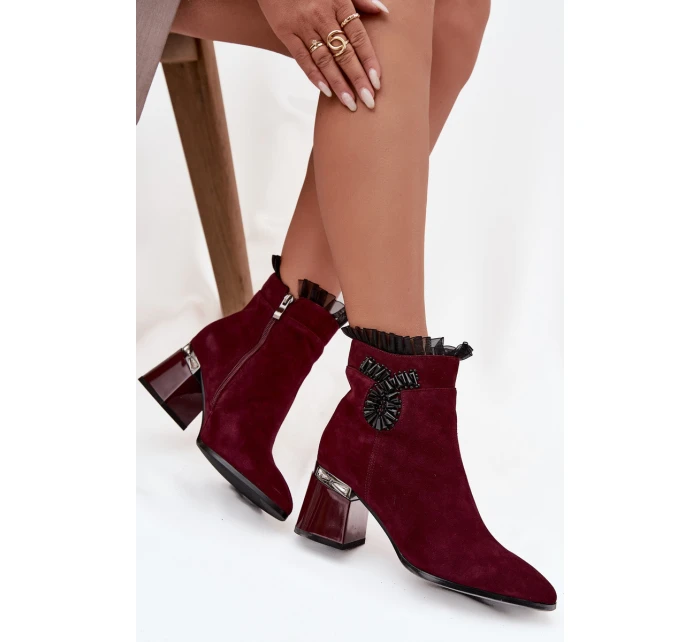 Dámske členkové topánky D&A z prírodného semišu - bordová Dámske členkové topánky D&A z prírodného semišu - bordová
