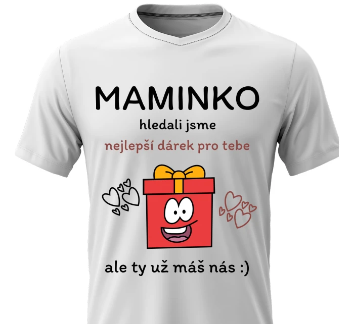 Dámské bavlněné tričko s potiskem - NEJLEPŠÍ DÁREK PRO MAMINKU - bílé