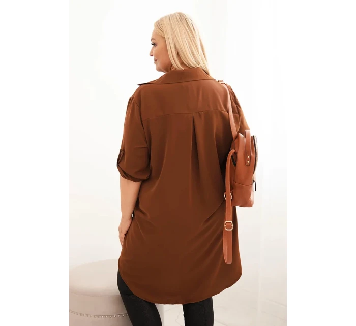 Dámská košilové šaty hnědé - Kesi