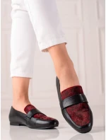 Designové  polobotky černé dámské na plochém podpatku