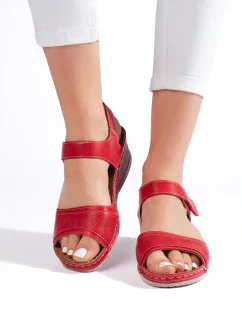 Komfortní dámské  sandály červené platforma
