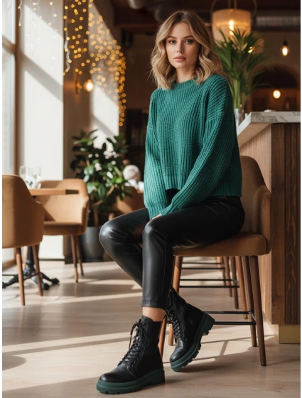 Dámské vázané boty černé Dstreet model 21994896 - FashionStreet Dámské vázané boty černé Dstreet model 21994896 - FashionStreet