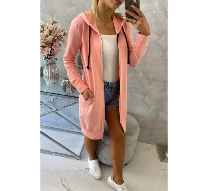 Mikina s kapucňou lososová