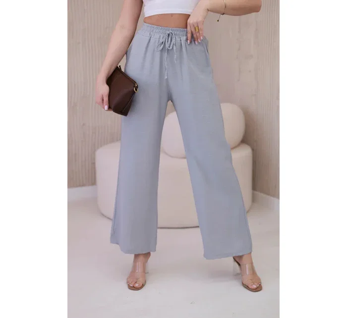 Viskózové kalhoty se širokými nohavicemi šedý Viskózové kalhoty se širokými nohavicemi šedý