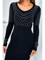 Pletené šaty se vzorem černé  model 20834856 - Kesi