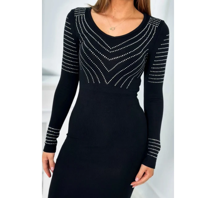 Pletené šaty se vzorem černé  model 20834856 - Kesi