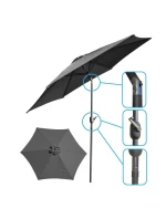 ZÁHRADNÝ DÁŽDNIK 300 CM SKLADACÍ SIVÝ