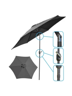 ZÁHRADNÝ DÁŽDNIK 300 CM SKLADACÍ SIVÝ