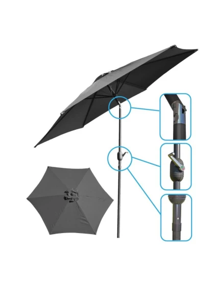 ZÁHRADNÝ DÁŽDNIK 300 CM SKLADACÍ SIVÝ
