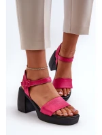 Zazoo 40386 Damskie Skórzane Sandały Na Klocku Fuksja