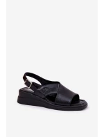 Lakierowane Sandały Damskie Na Koturnie Z Eko Skóry Czarne Quilara Lakierowane Sandały Damskie Na Koturnie Z Eko Skóry Czarne Quilara