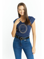 Monnari Tričká Dámske tričko s logom značky Navy Blue