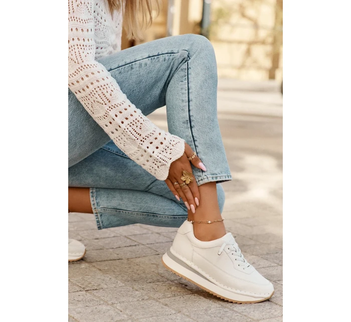 Dámske tenisky na platforme Big Star - biele