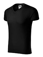 Pánske tričko Slim Fit s výstrihom do V čierne