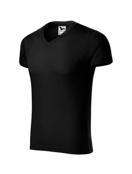 Pánske tričko Slim Fit s výstrihom do V čierne