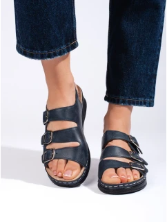 Klasické tmavě modré dámské sandály na klínku