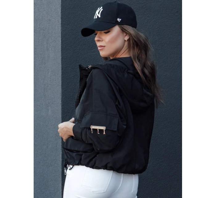 Dámska prechodná bunda s kapucňou BUNOL black FashionStreet TY4469