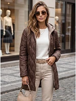 Kurtka damska przejściowa pikowana z kapturem brązowa model 22342146 - FashionStreet Kurtka damska przejściowa pikowana z kapturem brązowa model 22342146 - FashionStreet