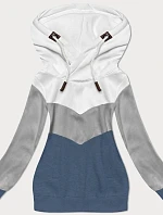 Dámska trojfarebná mikina bielo-šedo-modrá (2303)