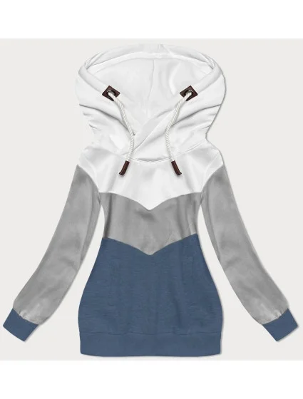 Dámska trojfarebná mikina bielo-šedo-modrá (2303) Dámska trojfarebná mikina bielo-šedo-modrá (2303)