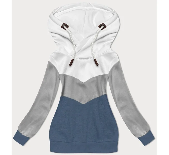 Dámska trojfarebná mikina bielo-šedo-modrá (2303) Dámska trojfarebná mikina bielo-šedo-modrá (2303)