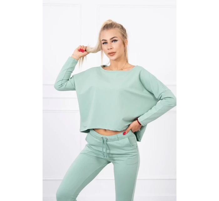 Souprava s oversize halenkou tmavě mátové barvy