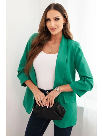 Dámská sako bez zapínání s podšívkou S/M zelená