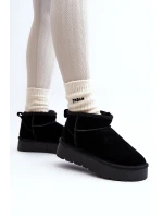 Modne Zamszowe Niskie Śniegowce Czarne Nucca