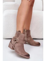 Zazoo 60477 Zamszowe Ocieplane Botki Na Obcasie Beżowe