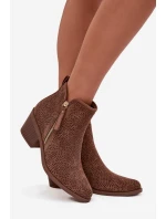 Dámské boty na podpatku model 21713523 hnědé - S.Barski