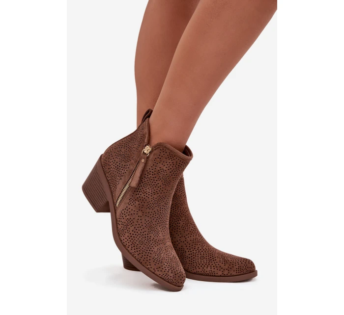 Dámské boty na podpatku model 21713523 hnědé - S.Barski