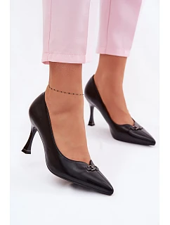 Podpatky s ozdobným detailem model 22095221 Černé - VINCEZA