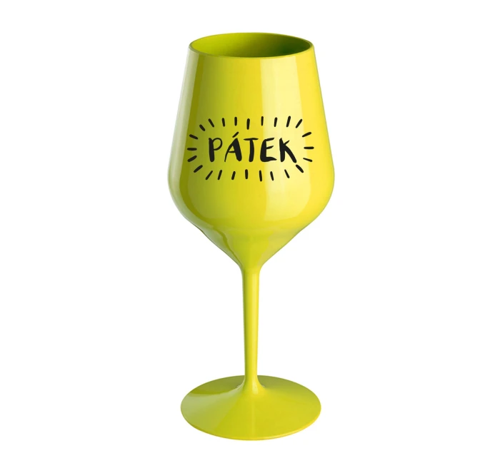 PÁTEK - žlutá nerozbitná sklenice na víno 470 ml