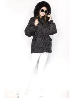 Čierna dámska prechodná bunda nadmernej veľkosti (ag6-27)