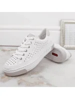 Rieker W RKR642 biele kožené ažurové topánky