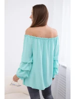 Španielska blúzka s ozdobnými rukávmi mätová Španielska blúzka s ozdobnými rukávmi mätová
