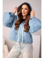 Dámská prošívaná bunda s kapucí a ozdobným květinovým vzorem model 22010146 - K-Fashion