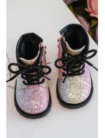 Dziecięce Brokatowe Botki Ocieplane z Suwakiem Multikolor Saussa Dziecięce Brokatowe Botki Ocieplane z Suwakiem Multikolor Saussa