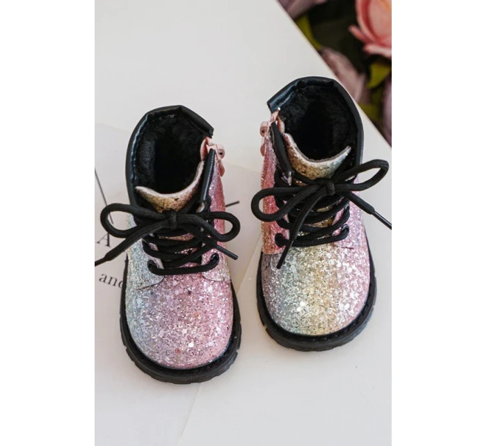 Dziecięce Brokatowe Botki Ocieplane z Suwakiem Multikolor Saussa Dziecięce Brokatowe Botki Ocieplane z Suwakiem Multikolor Saussa