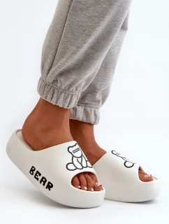 Dámské pěnové žabky na masivní podrážce s medvídkem bílé model 21665959 - Boto