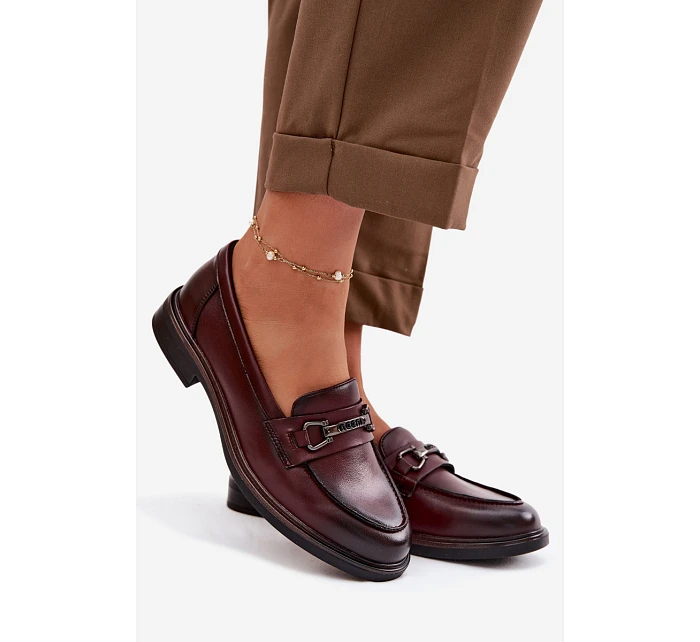 Kožené dámské mokasyny Vinceza 39983 bordó