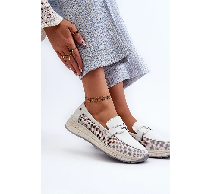 Dámske kožené mokasíny D&A TW210 white - S.Barski