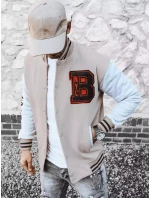 Pánska mikina na zips v ecru farbe FashionStreet BX5440 Pánska mikina na zips v ecru farbe FashionStreet BX5440