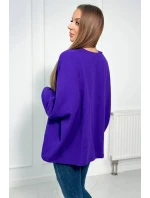 Mušelínová blúzka s vyhrnutými rukávmi tmavo fialová