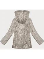 Světle béžová dámská prošívaná bunda s odepínací kapucí model 20833078 - S'WEST Světle béžová dámská prošívaná bunda s odepínací kapucí model 20833078 - S'WEST