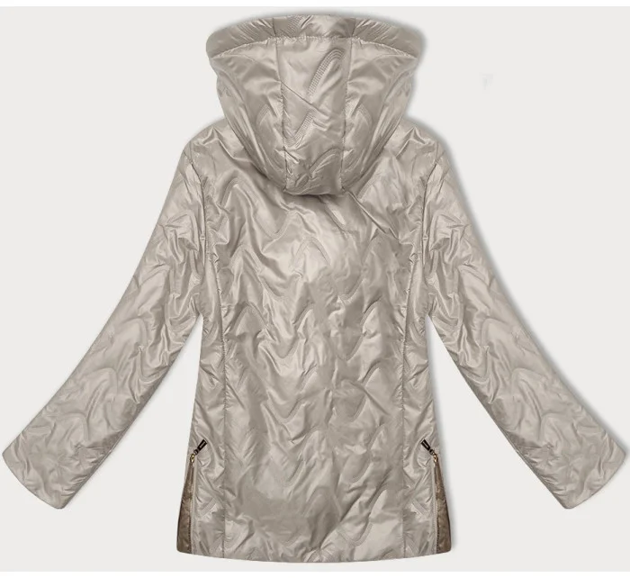 Světle béžová dámská prošívaná bunda s odepínací kapucí model 20833078 - S'WEST Světle béžová dámská prošívaná bunda s odepínací kapucí model 20833078 - S'WEST